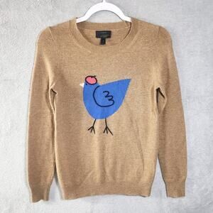 J.Crew Cashmere Blend Sweater French Hen Tan Crewneck Lightweigt Preppy Size XS